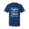 thumbnail image 2 of Wild Bobby Coffee Gets Me Started Jesus Keeps Me Going Inspirational/Christian Men Graphic Tee, Royal, 5X-Large, 2 of 5