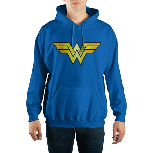 Wonder Woman Superhero Mens Blue Hooded Sweatshirt- 3X-Large -