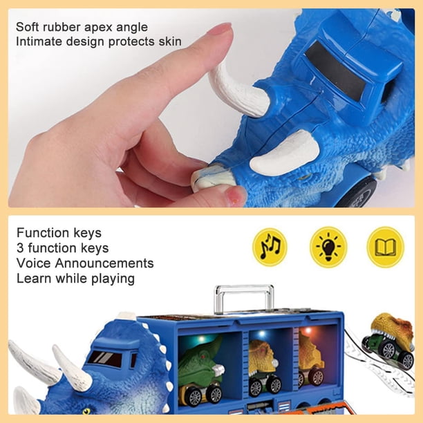 Dinosaurio Juguete Aoskie Camión Transportador De Dinosaurio Para Niños 3 4 5 6 7 Años, Con Luz Y Sonido, 4 Juguetes Niños