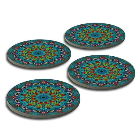 

KuzmarK Melting Pot Coasters for Drinks Absorbent Ceramic Stone Round Cork Backing