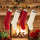 thumbnail image 4 of Medias navideñas de lana tejidas, 4 piezas, medias navideñas blancas de punto para la familia, 4 of 5