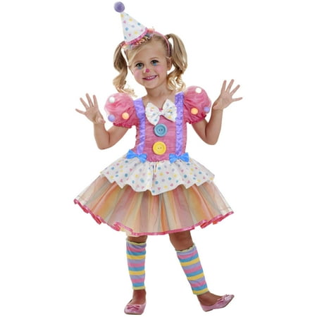 Toddler Girls Cutie Clown Costume With Dress Headband & Leg