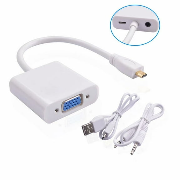 HDMI Male to VGA Female Adapter, Digital HDMI Signal into Analog VGA Video 1080P Converter w/Audio for Laptop, PC, Monitor, Projector, HDTV & More