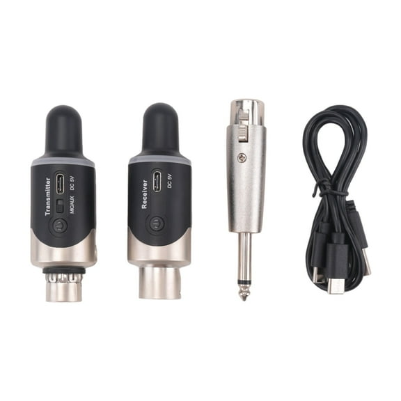 New UHF Wireless Mic Adapter XLR Transmitter & Receiver Converter Rechargeable for Live Interview/Studio