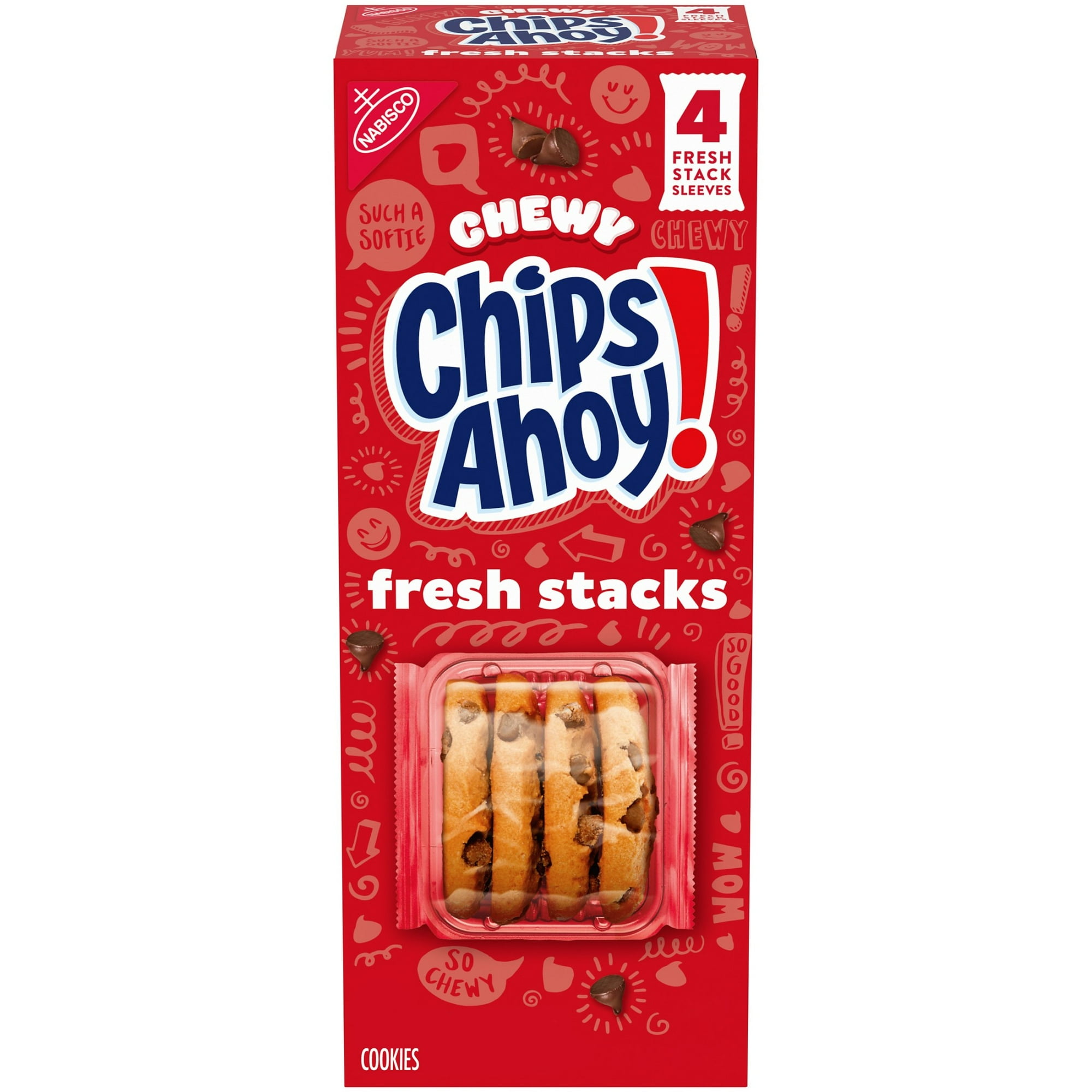 CHIPS AHOY! Fresh Stacks Chewy Fudgy Chocolate Chip Cookies, 8.66 oz (4 Multi Snack Packs)