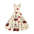 thumbnail image 2 of Viikei Womens Dresses Short Sleeve Casual Summer,Women's Pleated Short Sleeve Dress,Women's Valentine's Day Love Printed Cute Retro Strap Dress Red M, 2 of 3