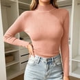 thumbnail image 5 of ZUBKTES Sweaters for Women Solid Stretchable Turtleneck Sweater Fall Winter Base Ribbed Long Sleeve Slim Fit Lightweight Pullover, 5 of 6