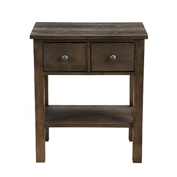 Transitional Nightstand with Two Drawers and Open Bottom ...