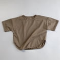 thumbnail image 2 of Zpanxa T-Shirts pour Garçons Couleur Unie Été Mince Manches Courtes Décontracté Col Rond Haut avec Coton 2 Ans, 2 of 5