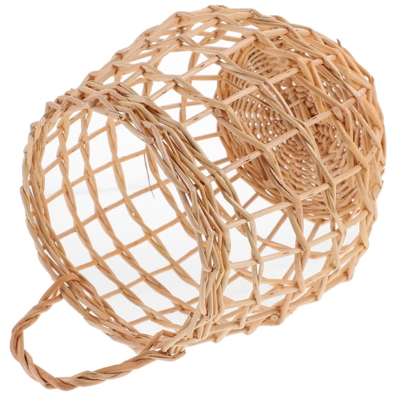 HEATSHAKING 1Pc Hollow Beige Rattan Woven Basket Hanging Kitchen Egg Organizer