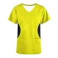 thumbnail image 4 of Xfvqtps V-Neck Scrubs Tops for Women Soft Stretch Wrinkle-Resist Medical Nursing Uniform with 2 Pockets Comfortable Lightweight Working Uniform Short Sleeve Printing Blouse Yellow, 4 of 4