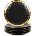 thumbnail image 1 of vicrays Ceramic Dinner Plates Set, 10 Inch, Set of 6, Round, Dishwasher Safe, NOT Microwave Safe, Suitable for Steak, Pasta, Home, Party, Restaurant（Black with Golden）, 1 of 7