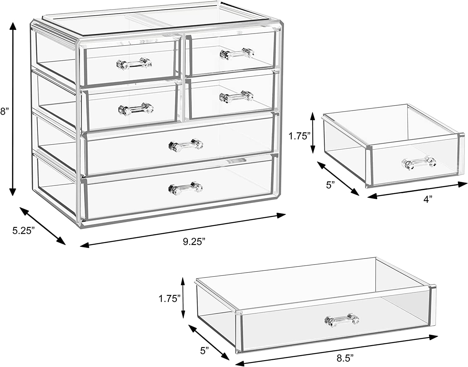 Sorbus Clear Makeup Organizer with 6 Drawers for Cosmetics, Jewelry & Vanity Storage