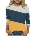 thumbnail image 2 of 2 Pack ylioge Womens Plus Size T Shirts S-5X 3/4 Sleeve Crewneck Tees Tops Ladies Casual Color Block Pullover Breathable Basic Loungewear Work Tshirts Shirt, 2 of 6
