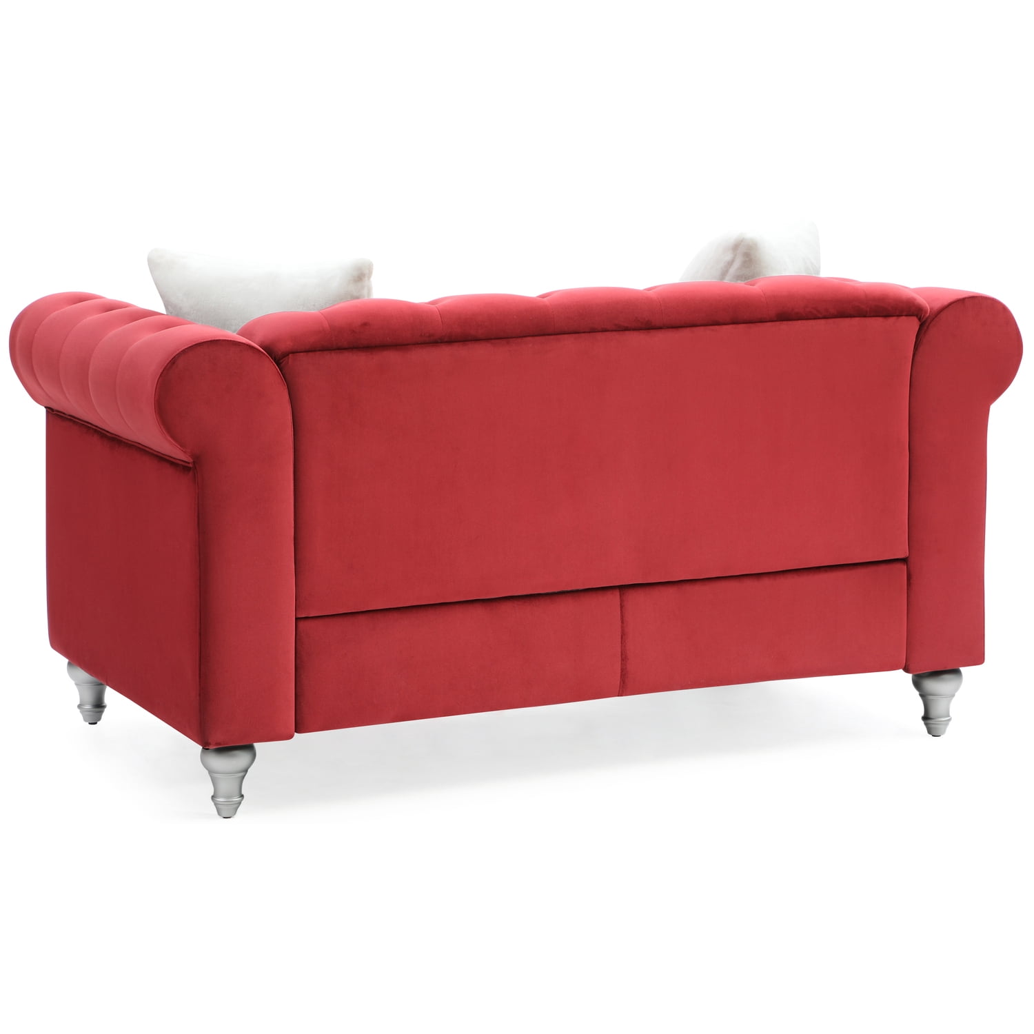 Glory Furniture Raisa Velvet Loveseat in Burgundy
