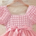 thumbnail image 5 of DHFJKG Dresses Summer Children's Girls' Square Collar Plaid Casual Short Sleeved Bowknot Mesh Cute Sundress, 5 of 9