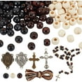 thumbnail image 1 of Kit de 744 piezas para hacer rosarios, collares de primera comunión, cuentas de madera natural, centro de mesa, candelabro de aleación y alambres para abalorios., 1 of 6