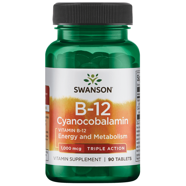 Swanson Vitamin B-12 Cyanocobalamin - Triple Action 1,000 Mcg 90 ...