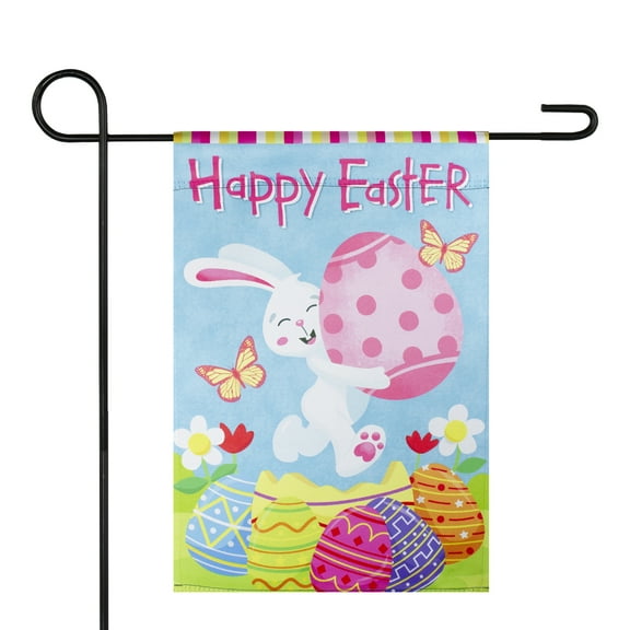 Happy Easter Bunny with Eggs Outdoor Garden Flag 12.5" x 18"
