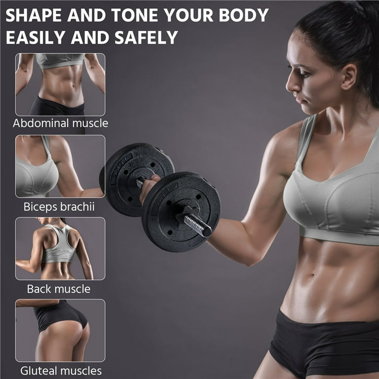 Weight dumbbell set 66 lb adjustable cap gym barbell plates body workout hotsell