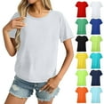 thumbnail image 3 of Womens Loose Fit Casual Shirts Tops Round Neck White Sports Quick Drying Breathable Solid Color Short Sleeve Summer Tops Clothes Outfits 2025 XL, 3 of 9