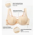 thumbnail image 4 of Exerin Women's Floral Lace Demi Low Cut Lightly Padded Underwire Balconette Bra(36C,Beige), 4 of 7