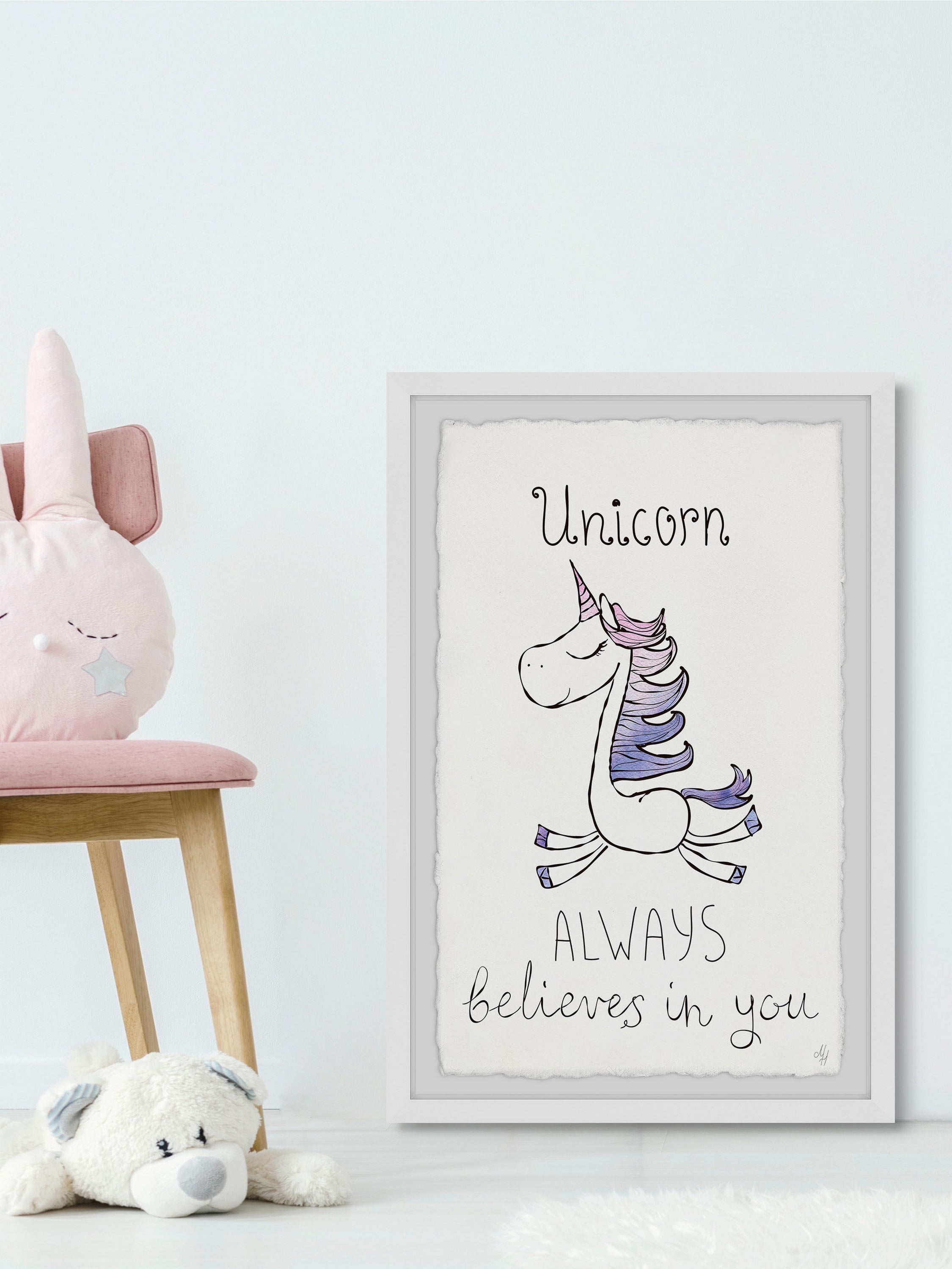 Marmont Hill Unicorn Always Believes in You Framed Wall Art