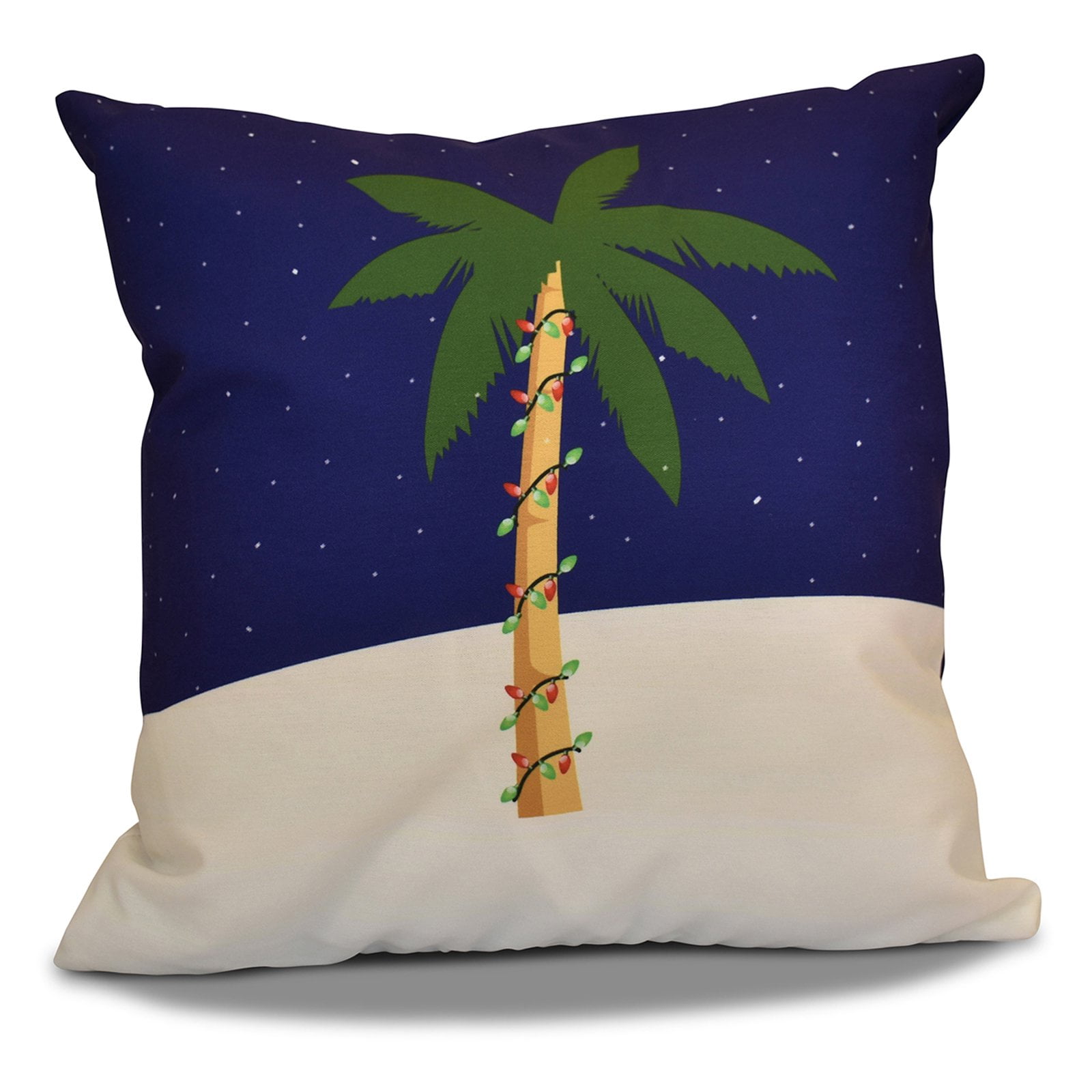 E By Design Palm Tree with Christmas Lights Decorative Pillow
