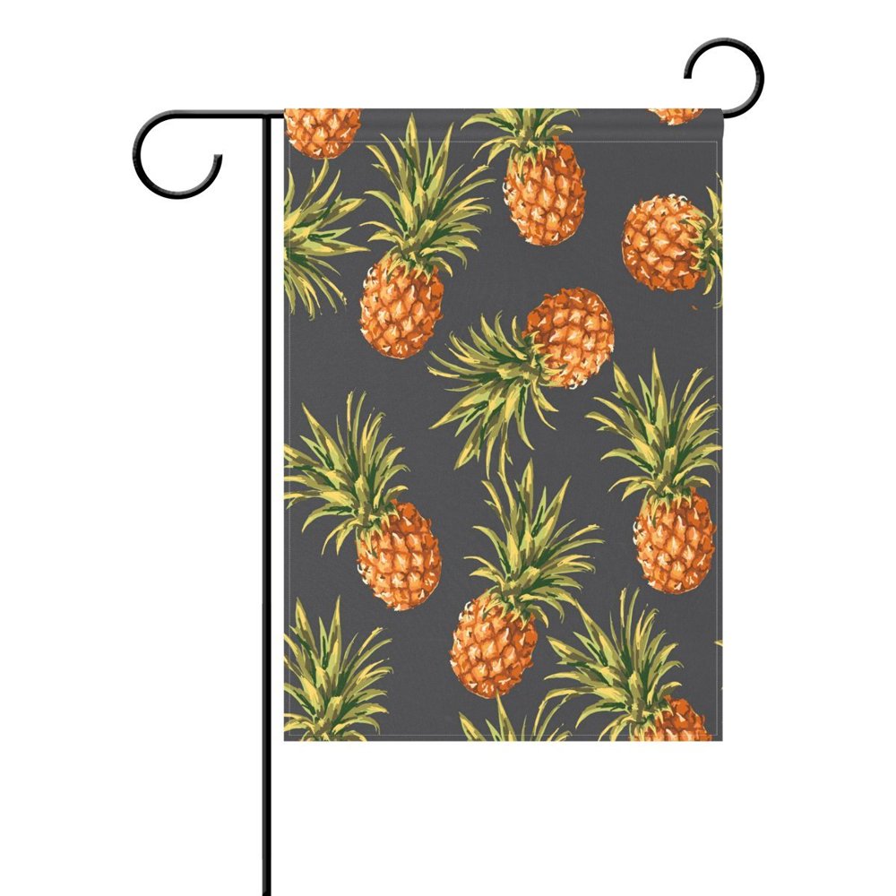 POPCreation Vintage Pineapple Garden Flag Fruit Blue Outdoor Flag Home