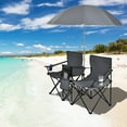 thumbnail image 3 of Costway Portable Folding Picnic Double Chair W/Umbrella Table Cooler Beach Camping Gray, 3 of 11