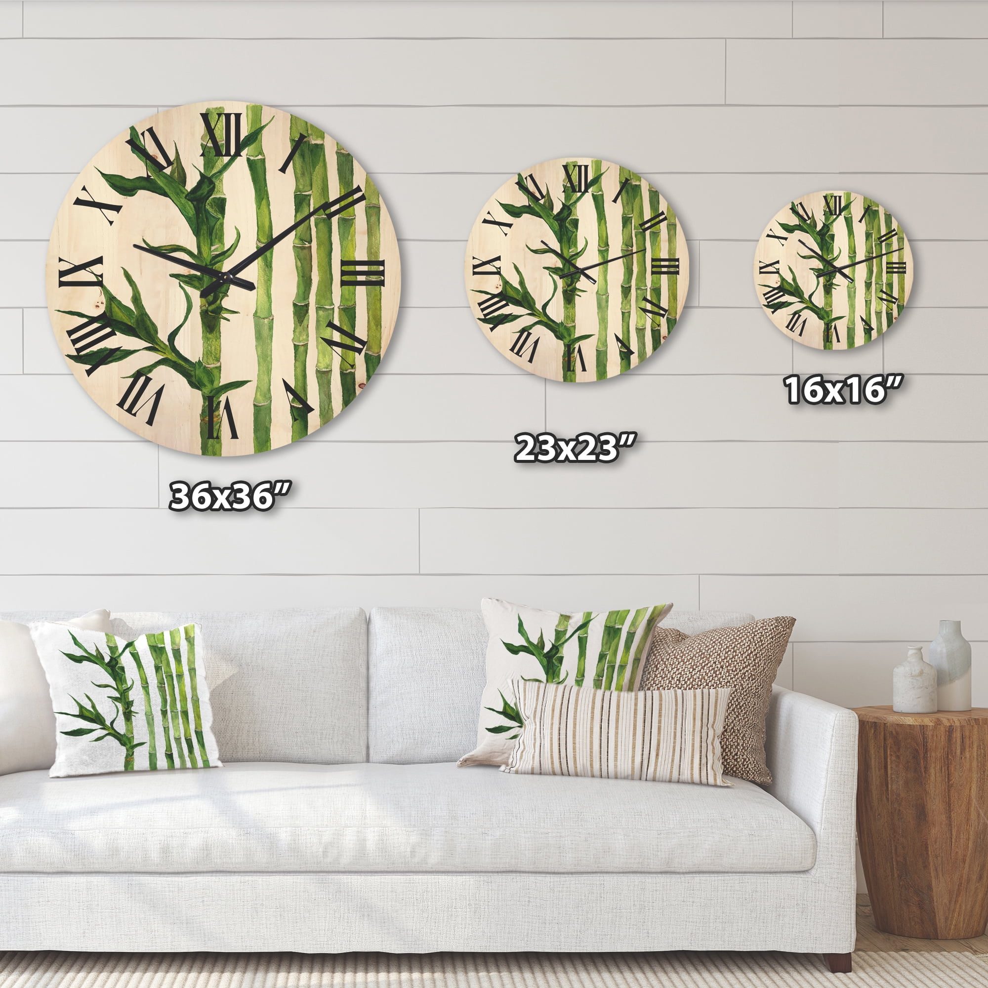 Designart 'The Forest of Bamboo Branches III' Tropical Wood Wall Clock