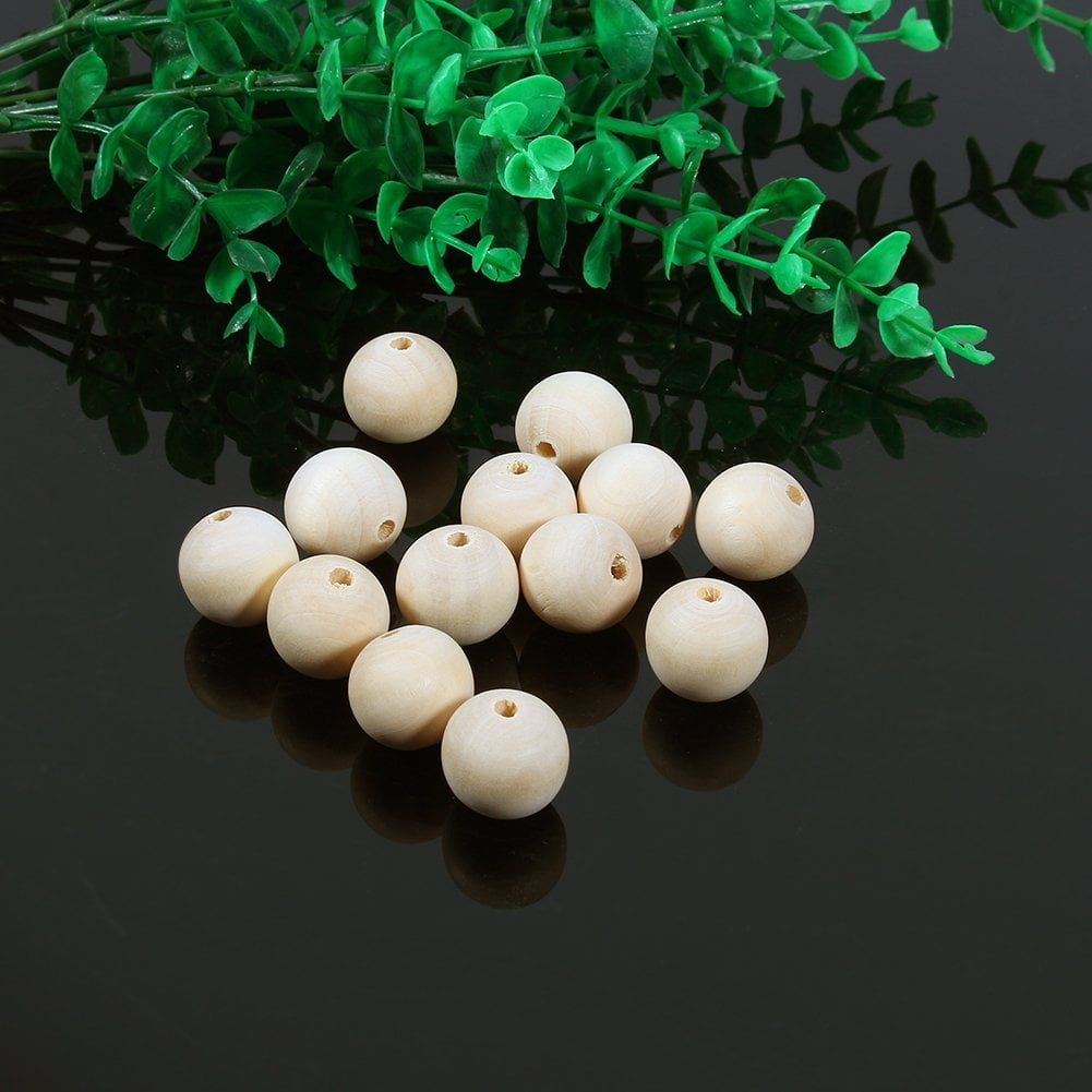 100pcs Natural Unfinished Half Wood Beads Balls Round Spacer Wooden Q H8