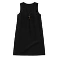 thumbnail image 4 of FYDUU Girls Sleeveless Summer Dress Solid Color V‑Neck Button Casual Dresses Lightweight Comfort Beach Sundress Kids Vacation Sundresses 12-13 Years, 4 of 5
