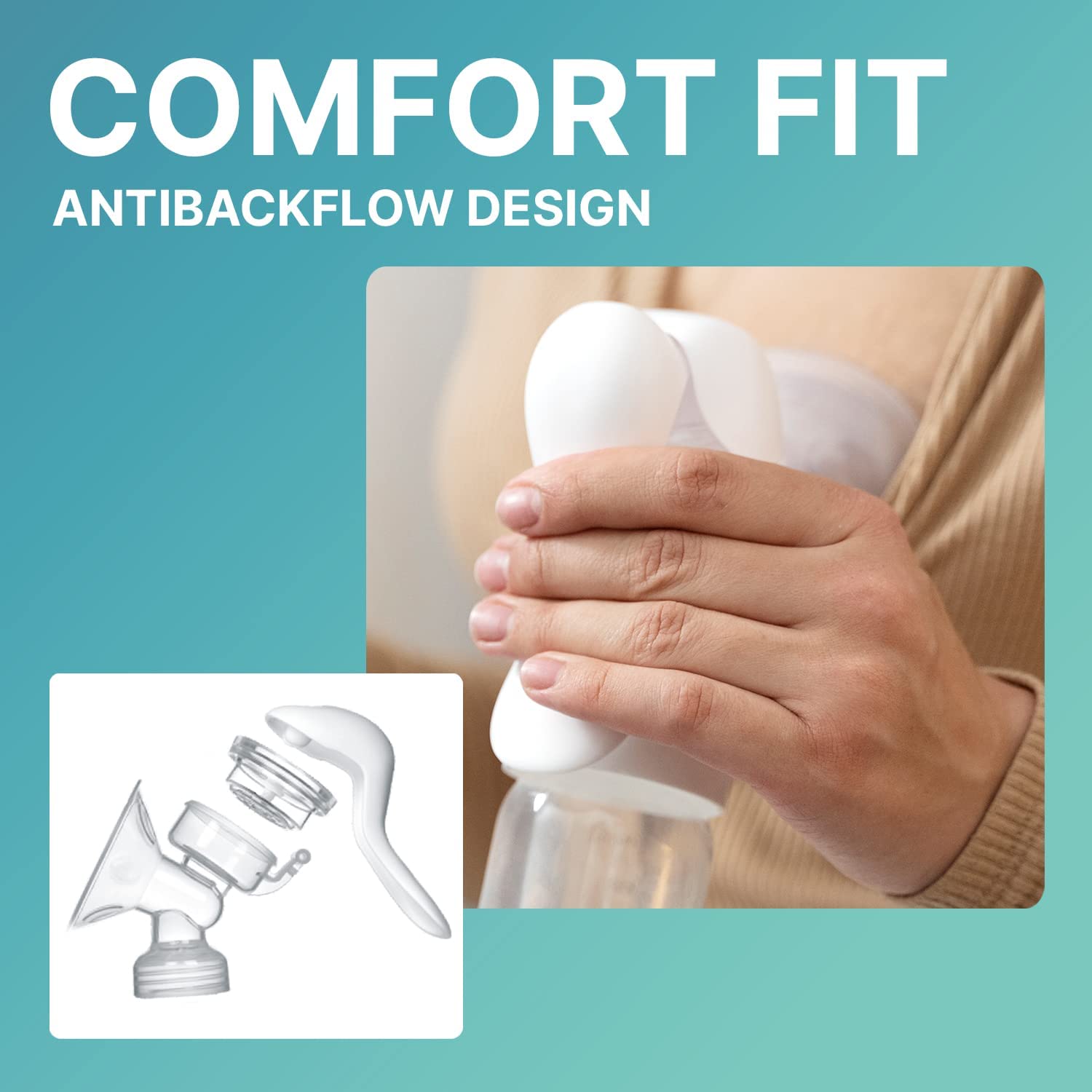 Yadala Manual Breast Pump, Portable Manual Postpartum Breastfeeding for Baby Feeding, White