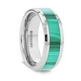 thumbnail image 1 of MAHI Malachite Inlay Tungsten Carbide Ring with Polished Beveled Edges - 8mm, 1 of 2