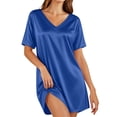 thumbnail image 5 of Sakmal Cute Moomoos for Women Sleep Blue Short Mumu Dress Short Sleeve Patchwork Nightgowns for Women, 5 of 9