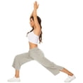 thumbnail image 5 of RPVATI Dress Capris for Women Solid Straight Yoga Pants for Women Elastic Waist Drawstring Wide Leg Pants for Women Petite with Pockets Women's Slacks 2024,, 5 of 8