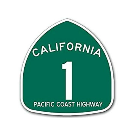 GREEN California 1 PCH Pacific Coast Highway Sign Shaped Sticker Decal (road rv ca travel) Size: 4 x 4