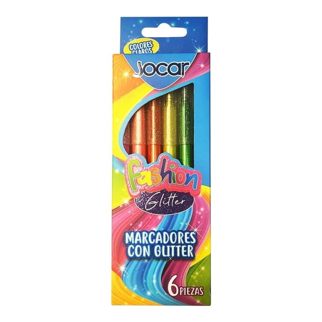Plumones Jocar Glitter Claro 6 Piezas