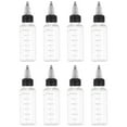 thumbnail image 1 of Botellas de plástico exprimibles Uxcell de 30 ml/1 OZ con tapa de rosca negra, 8 Pcs, botella redonda graduada vacía para líquidos, manualidades, aceites, transparente, 1 of 6