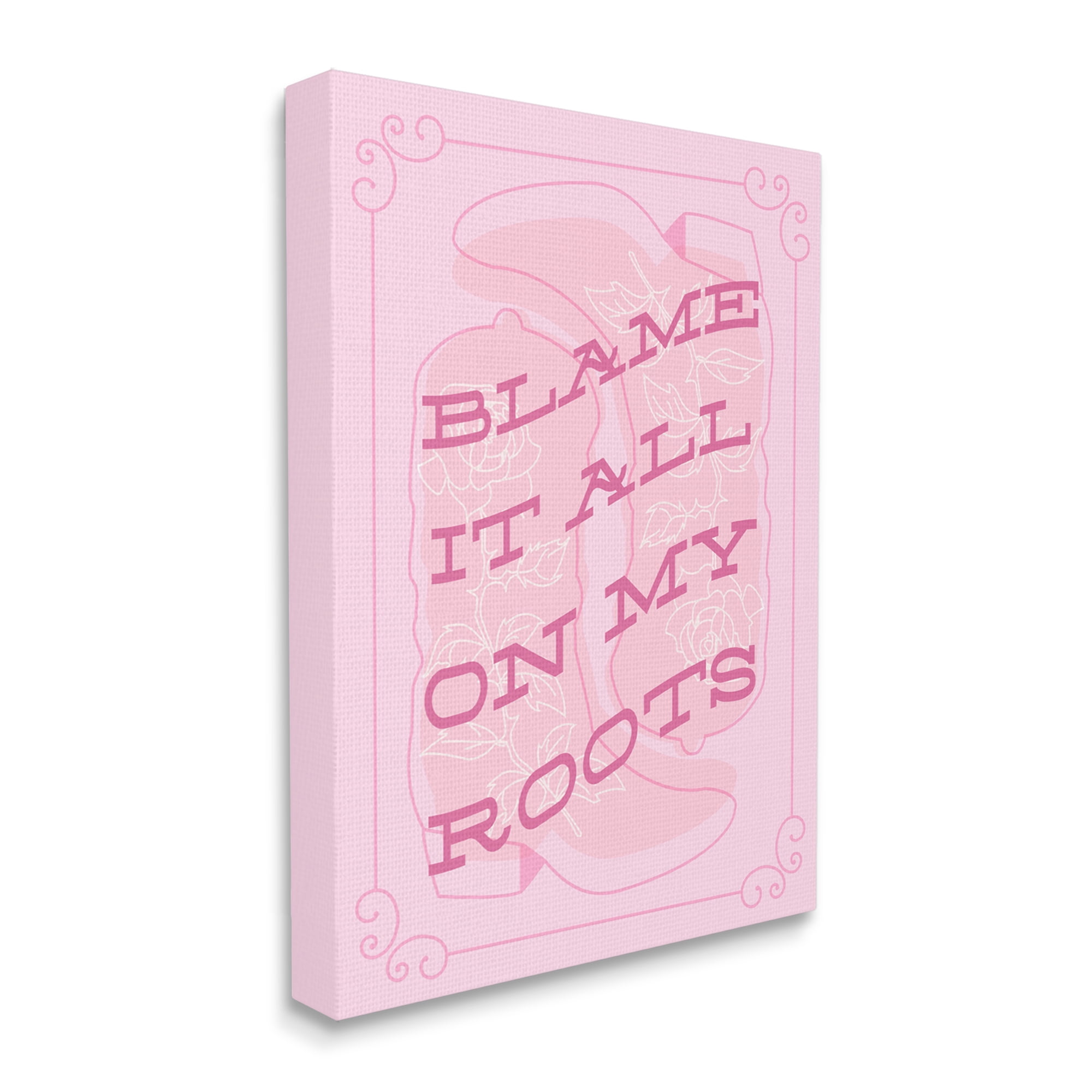 Stupell Industries Blame on My Roots Phrase Typography Painting Gallery Wrapped Canvas Art Print Wall Art, 30 x 40