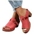 thumbnail image 1 of Women's Peep Toe Mules Dressy Slides Sandals Fashion Platform Chunky High Heels Summer Clogs Slip on, 1 of 7