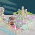 thumbnail image 2 of Caja de almacenamiento de acrílico iridiscente con asa hueca, bandeja de maquillaje de escritorio, organizador de pañuelos, 2 of 8