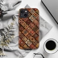 thumbnail image 5 of Vintage Floral Tile Phone Case, Boho Mandala Pattern Protective Cover in Warm Earth Tones for iPhone 16 15 14 13 12 11 Pro Max Mini Plus, 5 of 6