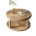 thumbnail image 7 of 31.5" Round Solid Wood Coffee Table with 2-Tier Storage Shelf, Modern Circle Center Table with Thickened Top & Sturdy Wood Legs for Living Room, Natural Wood, 7 of 7