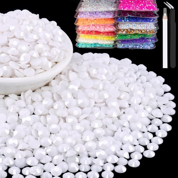 BZCOE 8000Pcs 3Mm Resin Rhinestones Bulk,White Flatback Round Jelly Bedazzling Non Hotfix Crystal Gems Large Quantity Wholesale for Diy Crafts Clothes Bottles Tumblers Face Makeup Manicure