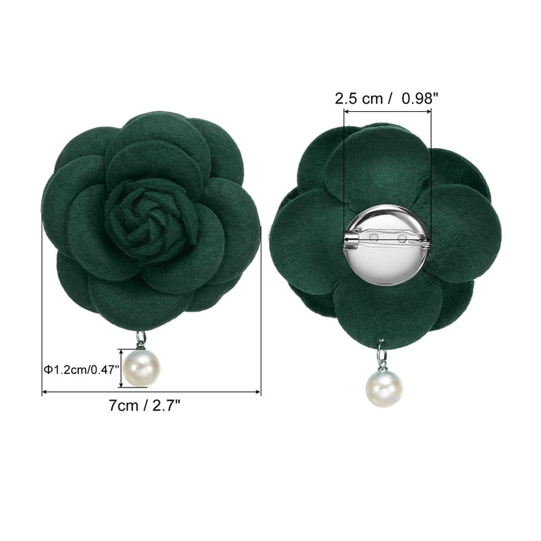 Uxcell Elegant Camellia Flower Brooches Fabric Artificial Pearl