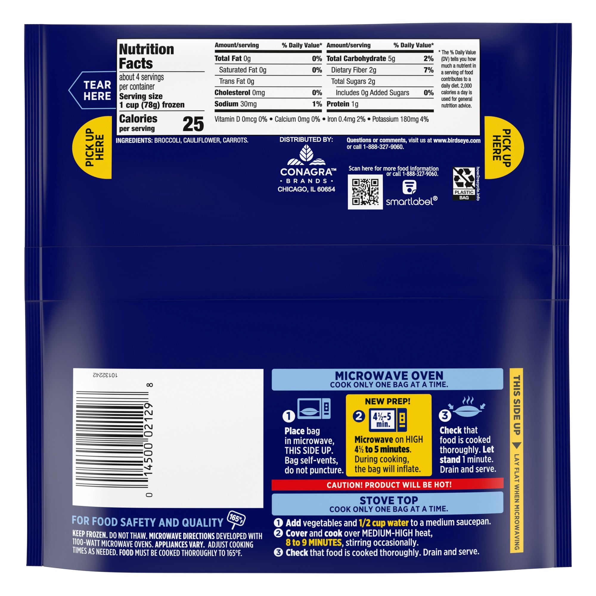 Birds Eye Steamfresh Carrots, Broccoli and Cauliflower, Frozen Vegetables, 10.8 oz. Bag