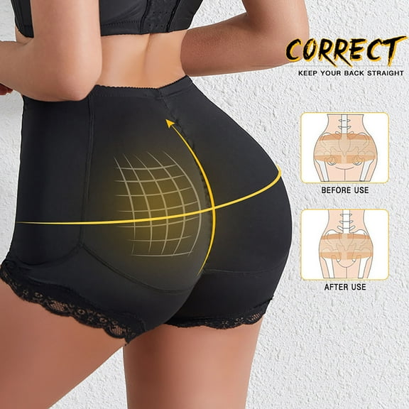 Tao Tao Ladies Hip Lifting Pants Womens Seamless Butt Lifter Lace Removable Pads Thigh Hip Enhancer Underwear Shapewear Panties Black 3XL