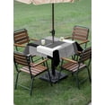 thumbnail image 2 of Square Outdoor Tablecloth With Umbrella Hole And Zipper– Black White Grey Color Block Waterproof Patio Table Cover for Party, Picnic, Backyard, 60"x60" , Abstract Modern Geometric, 2 of 8